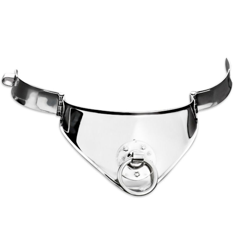 METAL HARD - COLLARE DI CONTENIMENTO RIGIDO IN METALLO CON ANELLO E LUCCHETTO 12,5 CM - METAL HARD | Lingerie Harness Boutique