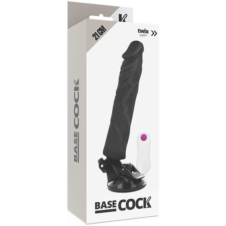 BASECOCK - VIBRATORE REALISTICO TELECOMANDO NERO 21 CM -O- 4 CM - BASECOCK | Lingerie Harness Boutique