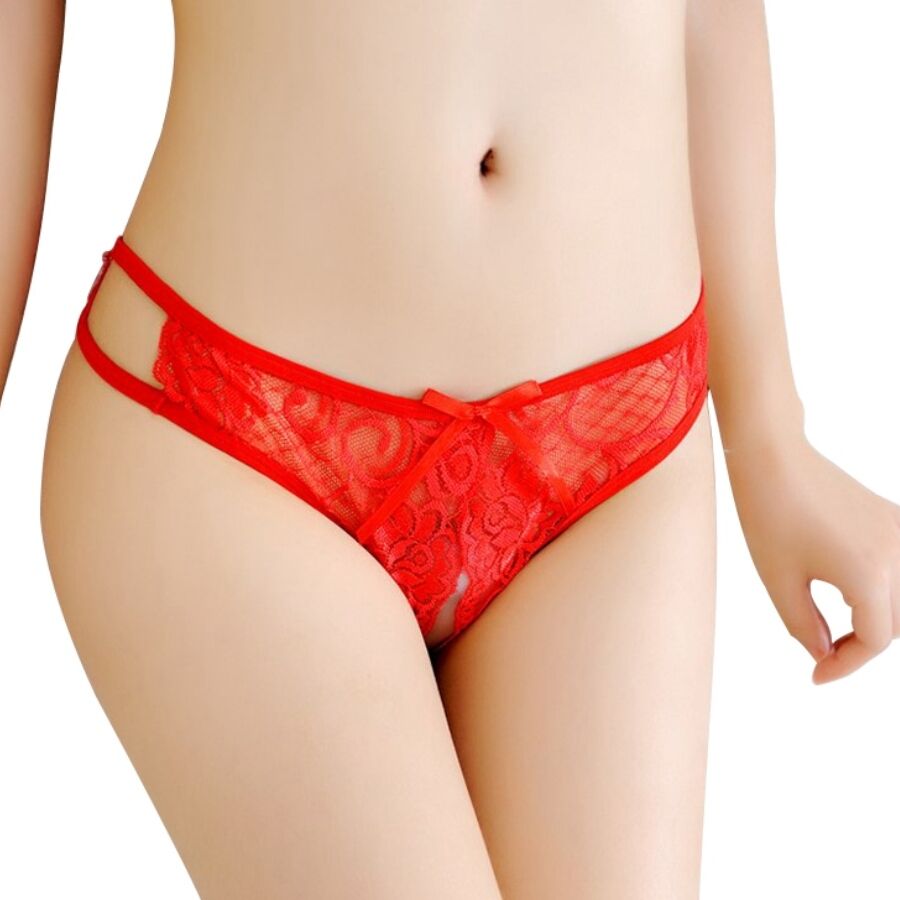 QUEEN LINGERIE - SLIP CON APERTURA TAGLIA UNICA NERO - QUEEN LINGERIE | Lingerie Harness Boutique