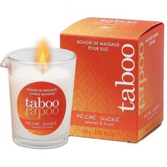 RUF - CANDELA DA MASSAGGIO TABOO PER LEI AROMA DI NETTARINA PECHE SUCRE - RUF | Lingerie Harness Boutique