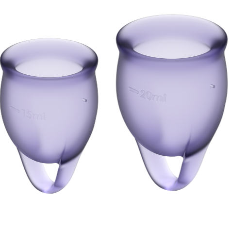 SATISFYER - FEEL CONFIDENT COPPA MESTRUALE VIOLA 15 + 20 ML - SATISFYER MENSTRUAL CUPS | Lingerie Harness Boutique