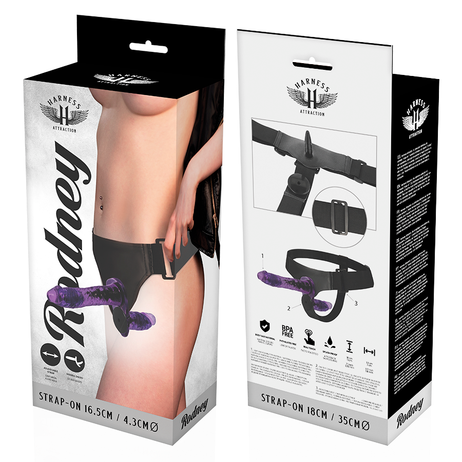 HARNESS ATTRACTION - RODNEY DOPPIA PENETRAZIONE VIBRATORE 18 CM -O- 3.5 CM - HARNESS ATTRACTION | Lingerie Harness Boutique