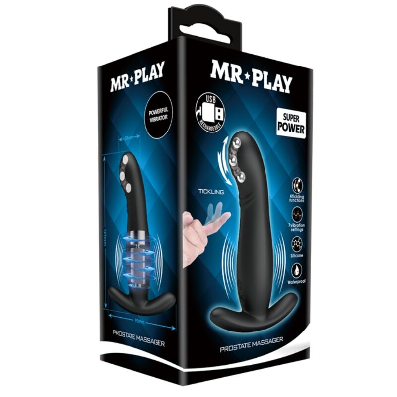 MR PLAY - MASSAGGIATORE PROSTATICO NERO RICARICABILE - MR PLAY | Lingerie Harness Boutique
