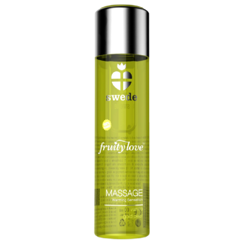 SWEDE - FRUITY LOVE OLIO DA MASSAGGIO EFFETTO RISCALDANTE VANIGLIA E PERA ORO 120 ML - SWEDE | Lingerie Harness Boutique