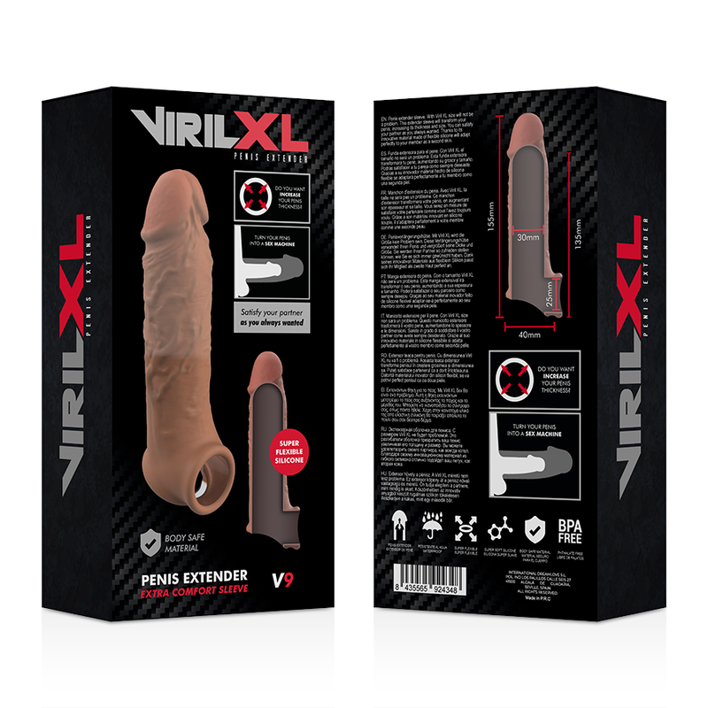 VIRILXL - ESTENSIONE DEL PENE IN SILICONE LIQUIDO V9 MARRONE - VIRILXL | Lingerie Harness Boutique