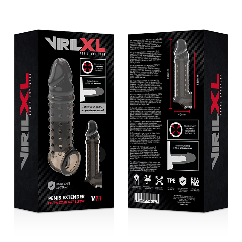 VIRILXL - ESTENSIONE E GUAINA PER PENE V11 NERO - VIRILXL | Lingerie Harness Boutique
