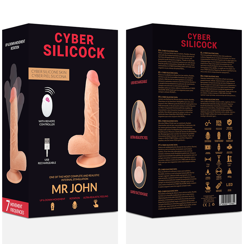 CYBER SILICOCK - TELECOMANDO REALISTICO MR JOHN 23.88 CM -O- 4.3 CM - CYBER SILICOCK | Lingerie Harness Boutique