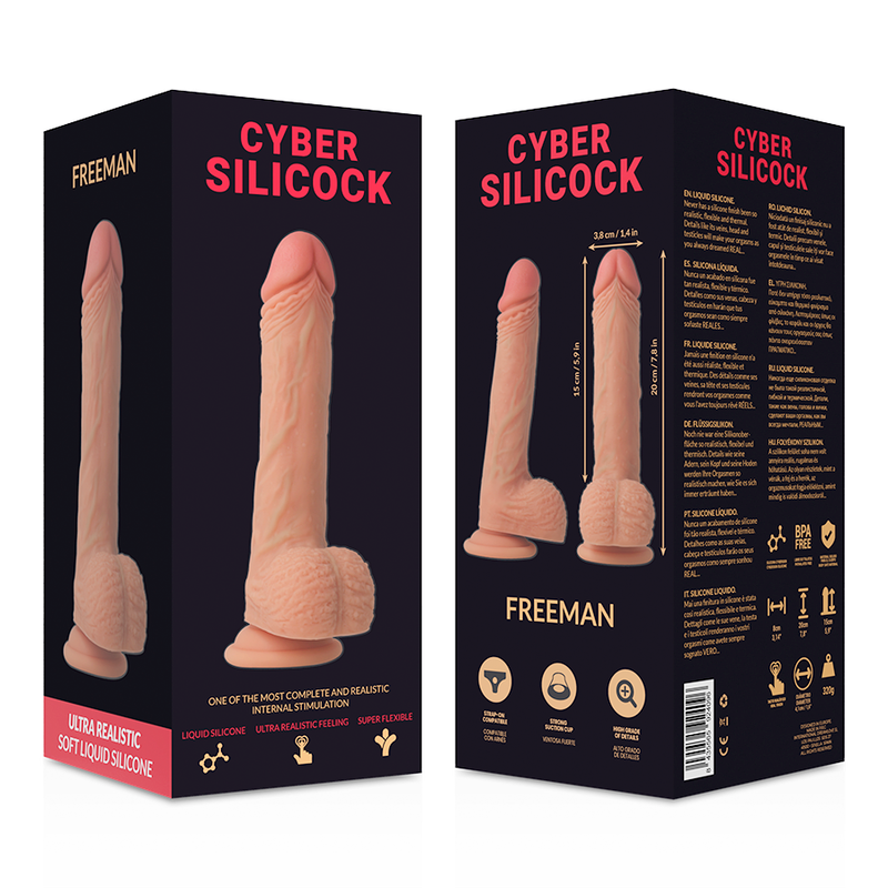 CYBER SILICOCK - SILICONE LIQUIDO MORBIDO ULTRA REALISTICO FREEMAN 20 CM -O- 3.8 CM - CYBER SILICOCK | Lingerie Harness Boutique