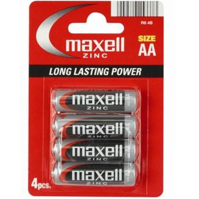 MAXELL - PILA SALINA MANGANESO AA R6 * 4 UNIT - MAXELL | Lingerie Harness Boutique