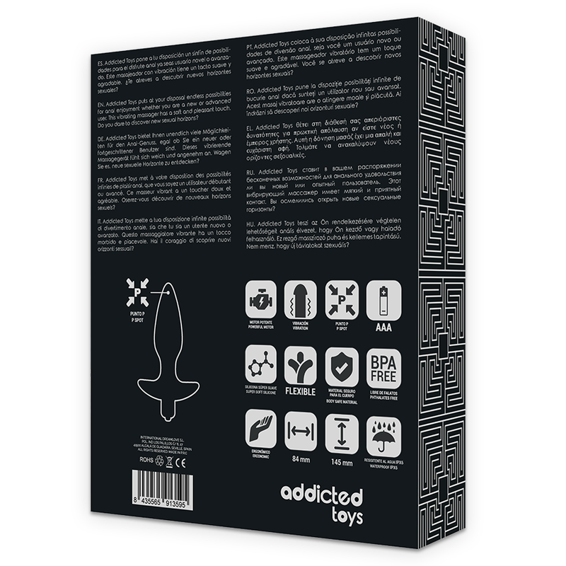 ADDICTED TOYS - MASSAGER PLUG ANALE CON VIBRAZIONE NERA - ADDICTED TOYS | Lingerie Harness Boutique