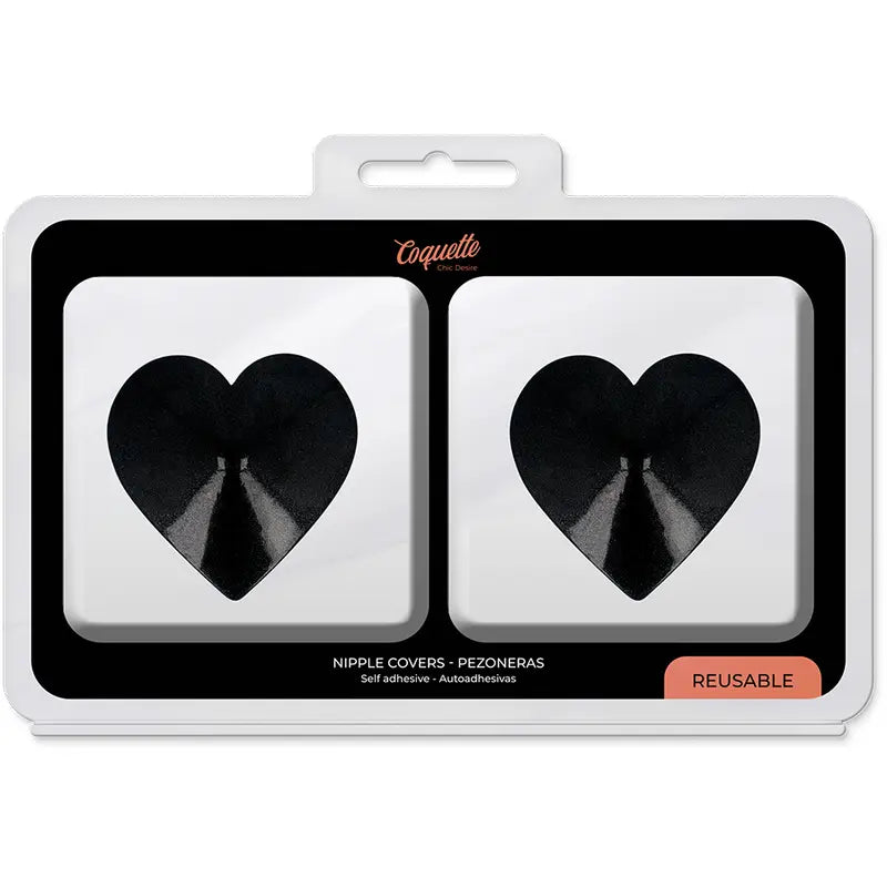 COQUETTE CHIC DESIRE - COPRI CAPEZZOLI BLACK HEARTS - COQUETTE ACCESSORIES | Lingerie Harness Boutique