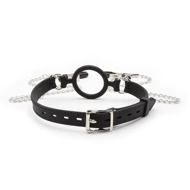 OHMAMA FETISH - Bavaglio ad anello con catenelle e pinze per capezzoli - OHMAMA FETISH | Lingerie Harness Boutique