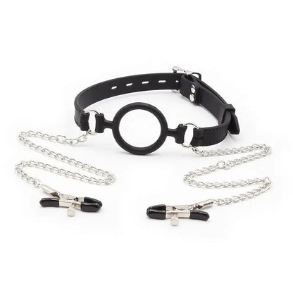 OHMAMA FETISH - Bavaglio ad anello con catenelle e pinze per capezzoli - OHMAMA FETISH | Lingerie Harness Boutique
