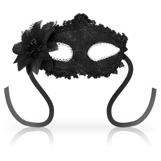 OHMAMA - MASCHERE ANTIZAZ STILE VENEZIANO FIORE LATERALE - NERA - OHMAMA MASKS | Lingerie Harness Boutique