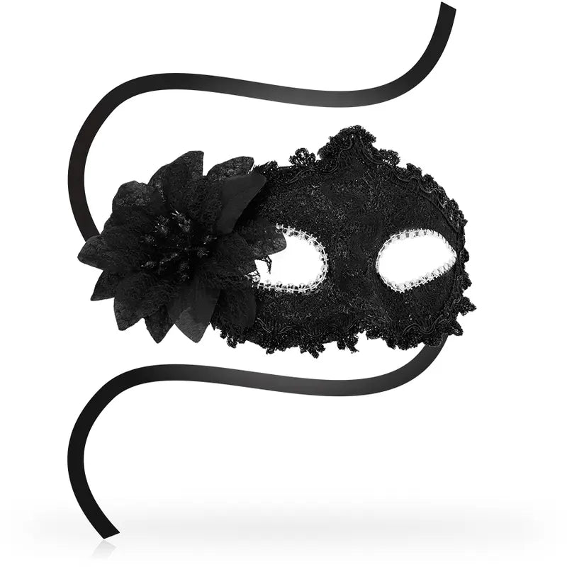 OHMAMA - MASCHERE ANTIZAZ STILE VENEZIANO FIORE LATERALE - NERA - OHMAMA MASKS | Lingerie Harness Boutique