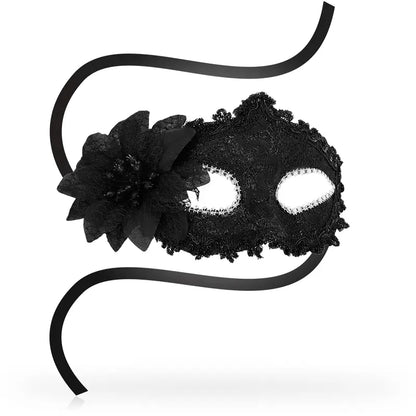 OHMAMA - MASCHERE ANTIZAZ STILE VENEZIANO FIORE LATERALE - NERA - OHMAMA MASKS | Lingerie Harness Boutique