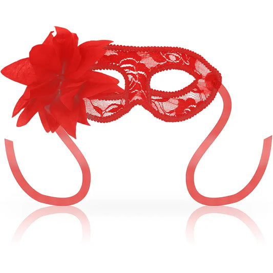 OHMAMA - MASCHERE MASCHERE CON PIZZO E FIORE ROSSO - OHMAMA MASKS | Lingerie Harness Boutique