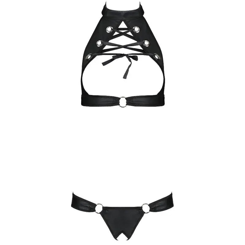PASSION - SET IN PELLE ECOLOGICA MALWIA L/XL - PASSION WOMAN SETS | Lingerie Harness Boutique