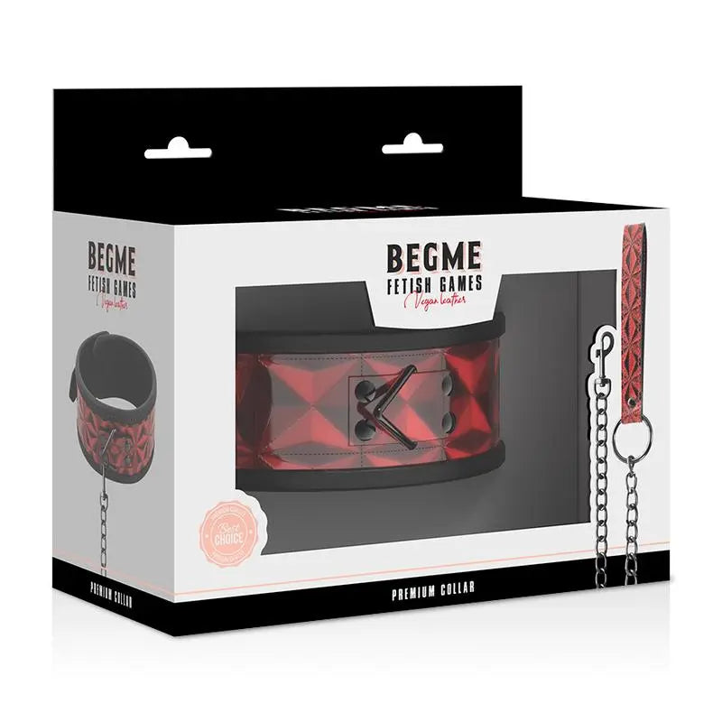 begme - collare in pelle vegana premium red edition con fodera in neoprene Begme Fetish Games Lingerie Harness Boutique