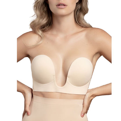 BYE-BRA - REGGISENO SENZA MANIGLIE EN U BEIGE COPPA E - BYE BRA - BRAS | Lingerie Harness Boutique