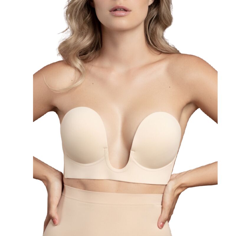 BYE-BRA - REGGISENO SENZA MANIGLIE EN U BEIGE COPPA E - BYE BRA - BRAS | Lingerie Harness Boutique