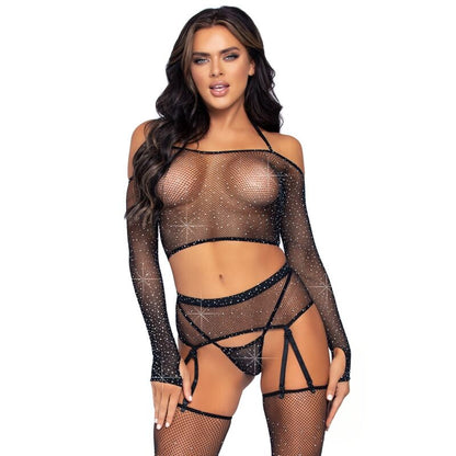 LEG AVENUE - SET QUATTRO PEZZI TAGLIA UNICA - LEG AVENUE SETS | Lingerie Harness Boutique