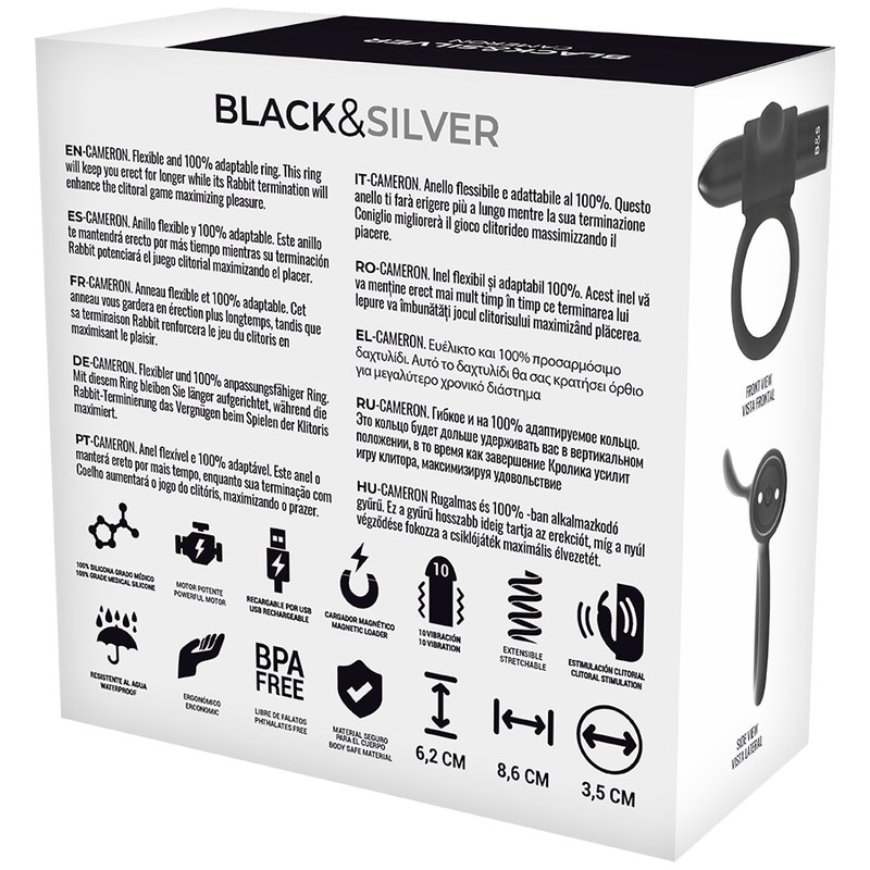 BLACK&SILVER - OROLOGIO COCKRING CON TELECOMANDO CAMERONME - BLACK&SILVER | Lingerie Harness Boutique