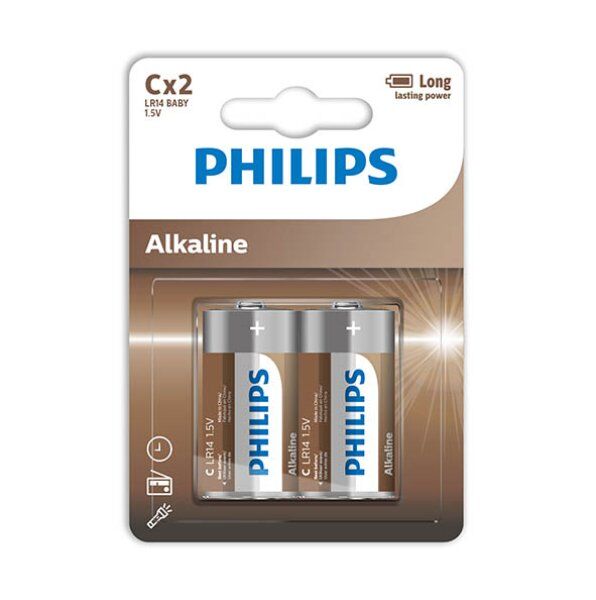 PHILIPS - BATTERIE ALCALINE C LR14 BLISTER*2 - PHILLIPS | Lingerie Harness Boutique