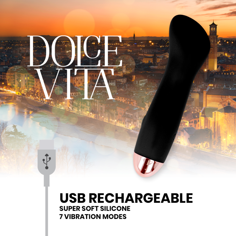 DOLCE VITA - VIBRATORE RICARICABILE ONE BLACK 10 VELOCITÀ - DOLCE VITA | Lingerie Harness Boutique