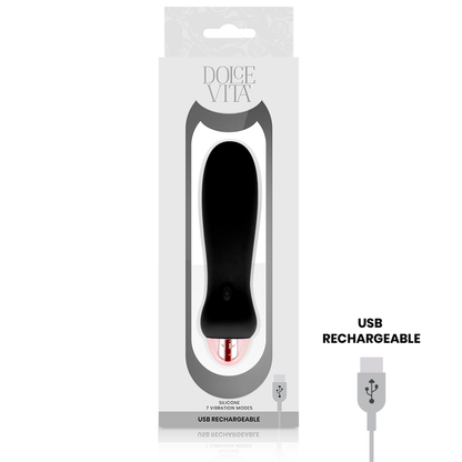 DOLCE VITA - FIVE BLACK 7-SPEED RECHARGEABLE VIBRATOR