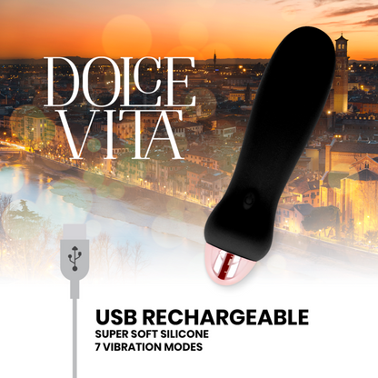 DOLCE VITA - FIVE BLACK 7-SPEED RECHARGEABLE VIBRATOR