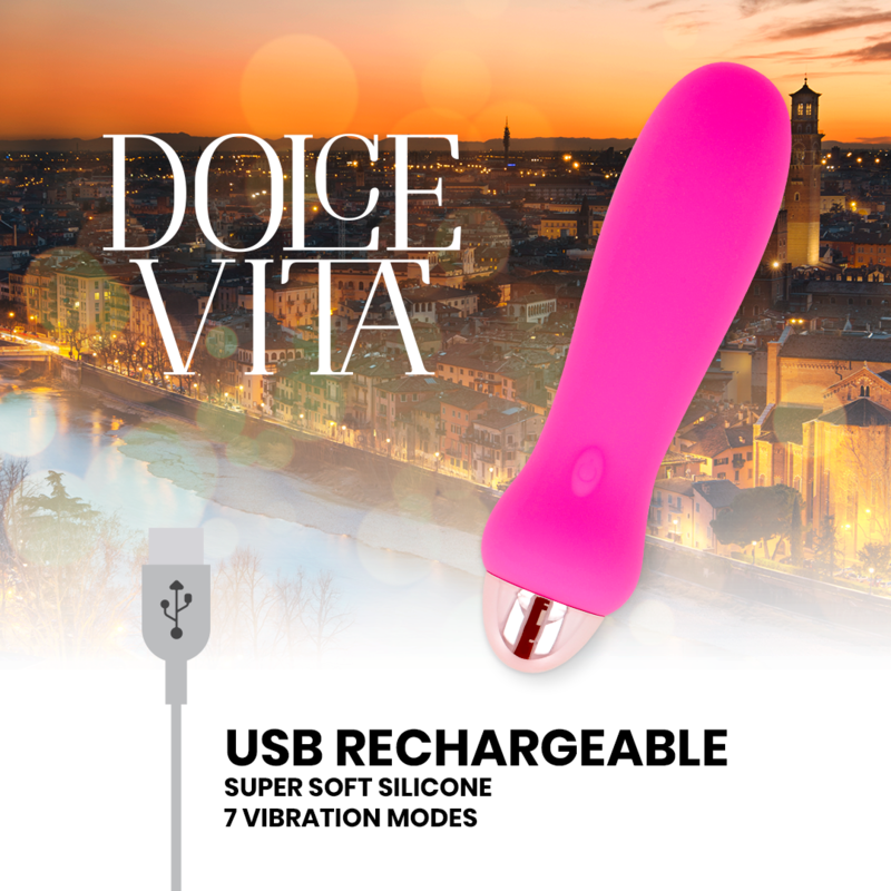 DOLCE VITA - VIBRATORE RICARICABILE CINQUE ROSA 7 VELOCITÀ