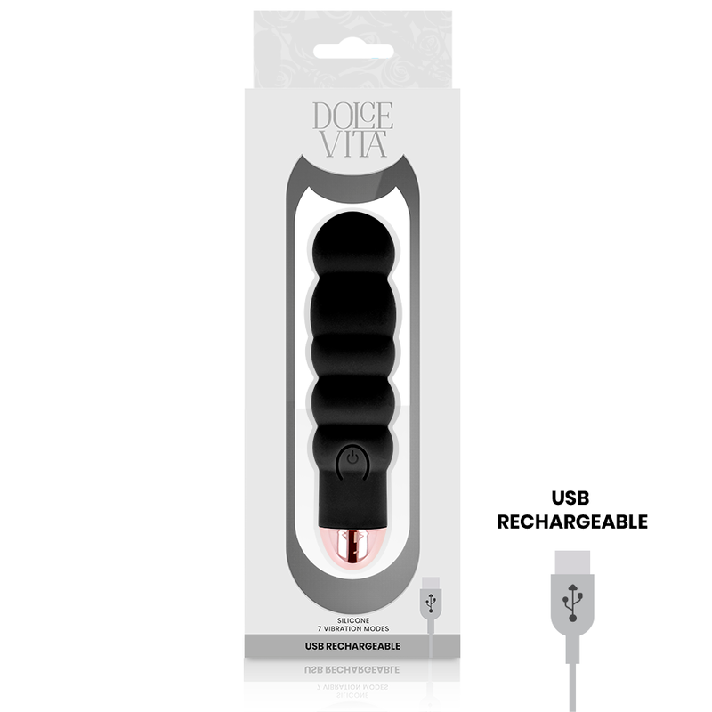 DOLCE VITA - RECHARGEABLE VIBRATOR SIX BLACK 7 SPEED