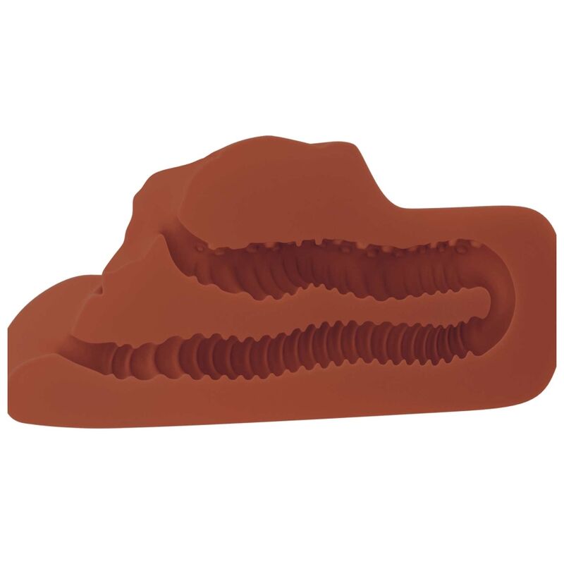 PDX PLUS - FIGA PERFETTA DOPPIO STROKER MASTURBATORE VAGINA E ANO MARRONE - PDX PLUS+ | Lingerie Harness Boutique