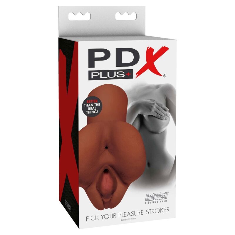 PDX PLUS - SCEGLI IL TUO MASTURBATORE DOPPIO MARRONE - PDX PLUS+ | Lingerie Harness Boutique