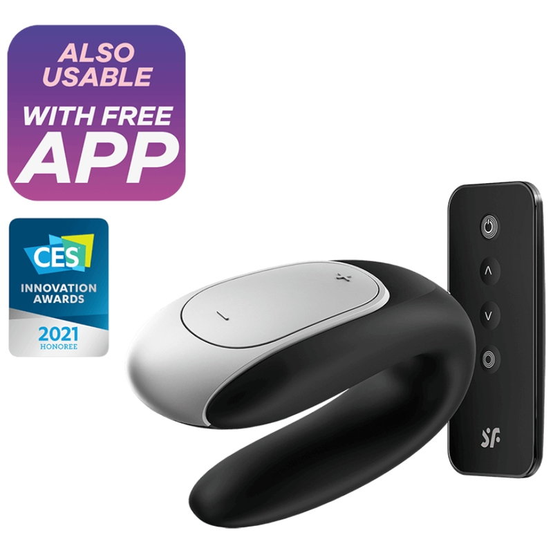 SATISFYER - VIBRATORE DOUBLE FUN PARTNER NERO - SATISFYER CONNECT | Lingerie Harness Boutique