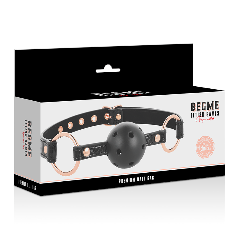 BEGME - BLACK EDITION BALL GAG VEGAN IN PELLE - BEGME BLACK EDITION | Lingerie Harness Boutique