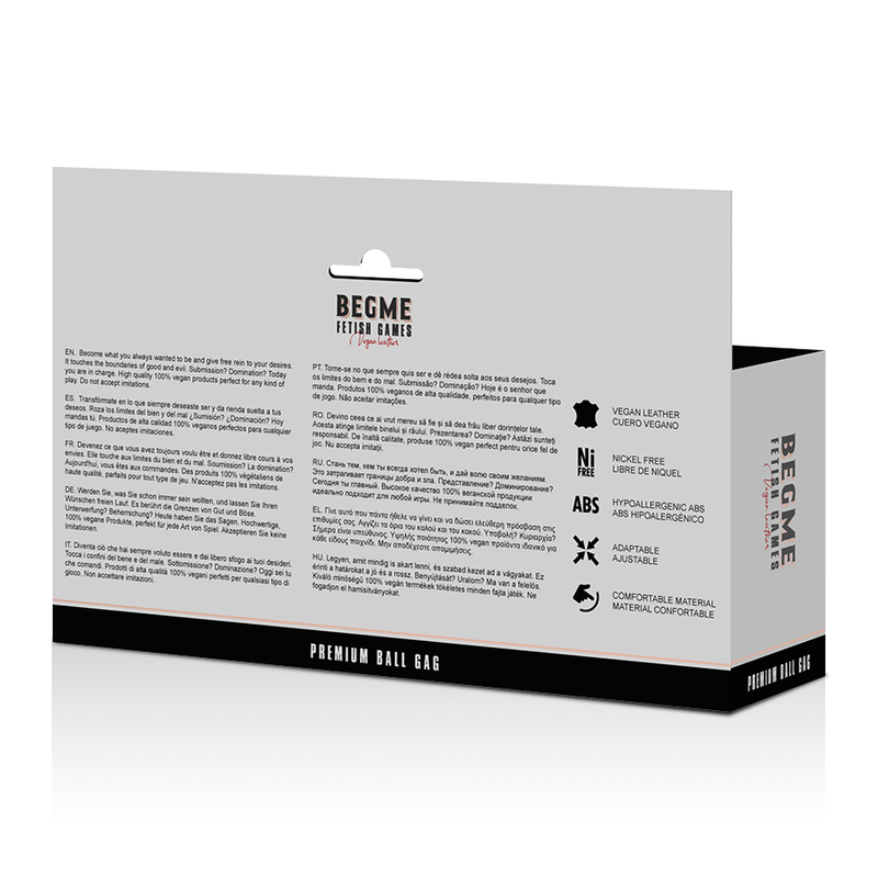 BEGME - BLACK EDITION BALL GAG VEGAN IN PELLE - BEGME BLACK EDITION | Lingerie Harness Boutique