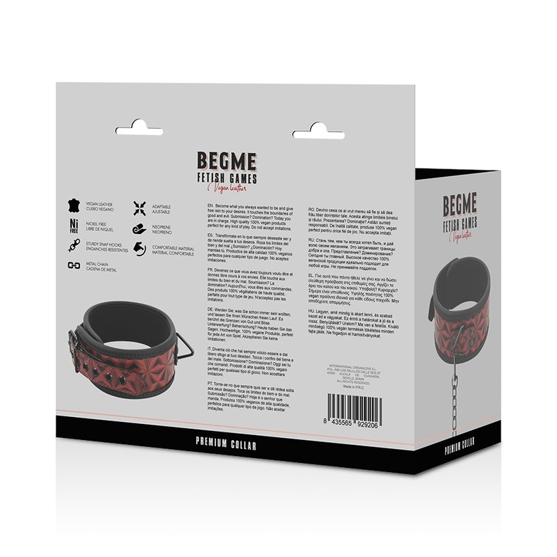 BEGME - COLLARE IN PELLE VEGANA PREMIUM RED EDITION CON FODERA IN NEOPRENE - BEGME RED EDITION | Lingerie Harness Boutique