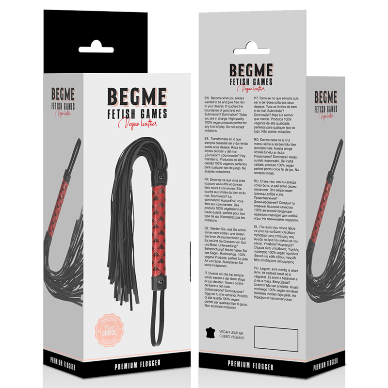 BEGME - FLOGGER IN PELLE VEGANA EDIZIONE ROSSA - BEGME RED EDITION | Lingerie Harness Boutique