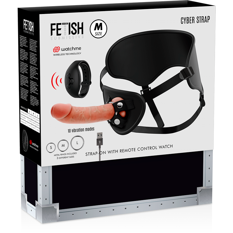 FETISH SUBMISSIVE CYBER STRAP - REMOTE CONTROL HARNESS DILDO TECHNOLOGY WATCHME M