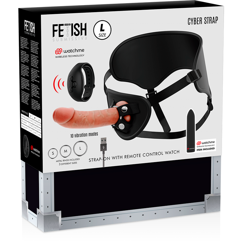 FETISH SUBMISSIVE CYBER STRAP - IMBRAGATURA CON DILDO E TELECOMANDO BULLET TECNOLOGIA WATCHME L - FETISH SUBMISSIVE | Lingerie Harness Boutique