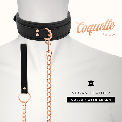 COQUETTE CHIC DESIRE - VEGAN FANTASY LEATHER NECKLACE WITH NEOPRENE STRAP AND LINING