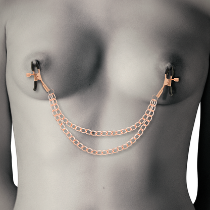 COQUETTE CHIC DESIRE - CLIPS PER CAPEZZOLI IN METALLO FANTASIA CON CATENA - COQUETTE FANTASY | Lingerie Harness Boutique