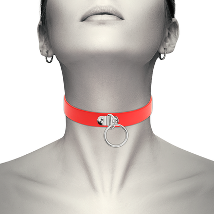 COQUETTE CHIC DESIRE - RED VEGAN LEATHER NECKLACE WOMEN'S FETISH ACCESSORY