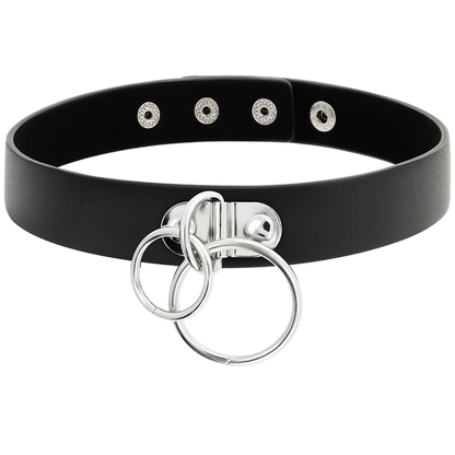 COQUETTE CHIC DESIRE - VEGAN LEATHER CHOKER WITH DOUBLE RING