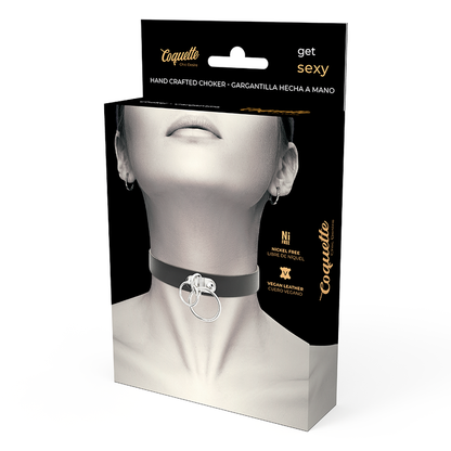 COQUETTE CHIC DESIRE - VEGAN LEATHER CHOKER WITH DOUBLE RING