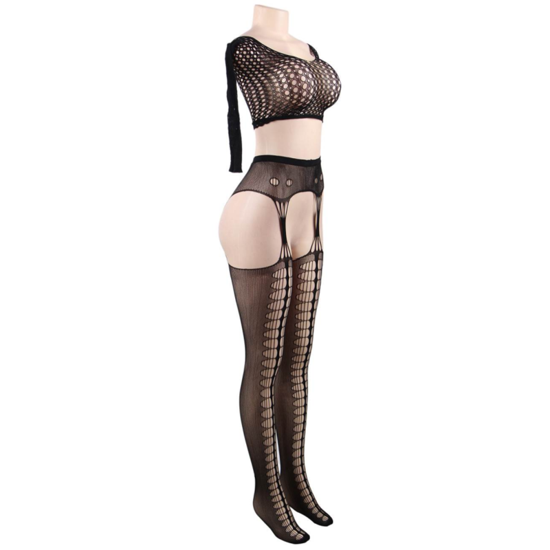 QUEEN LINGERIE - LONG SLEEVE BODYSTOCKING TOP S/L