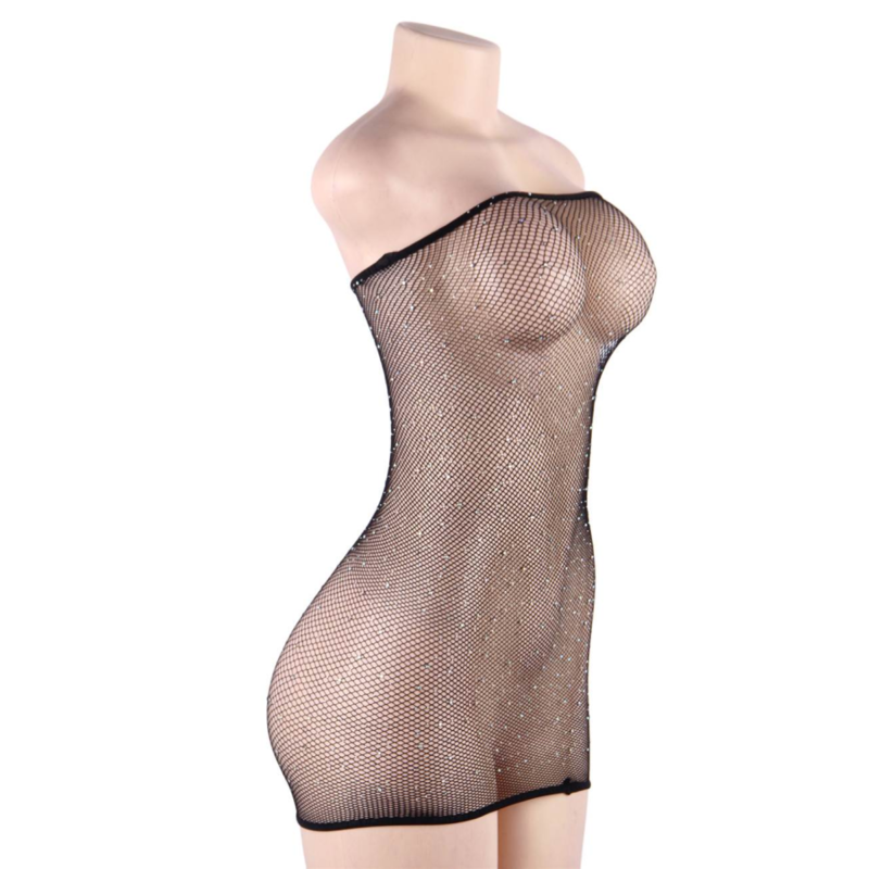 QUEEN LINGERIE - DIAMOND NET BODYSUIT S/L