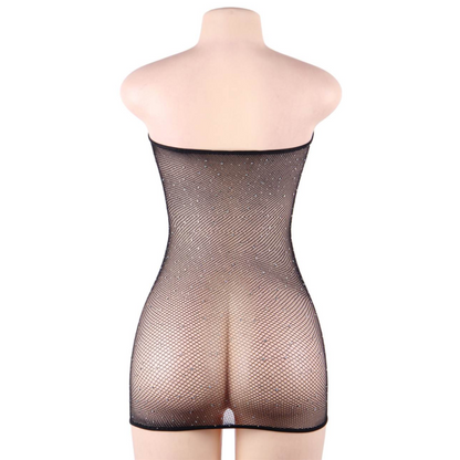 QUEEN LINGERIE - DIAMOND NET BODYSUIT S/L